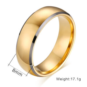 BBS Pure Tungsten Carbide Wedding Rings For Men Gold-color Engagement Finger Ring