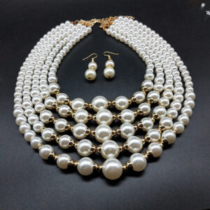 European and American creative hot selling creative multi-layer pearl beading pearl earrings set accessories