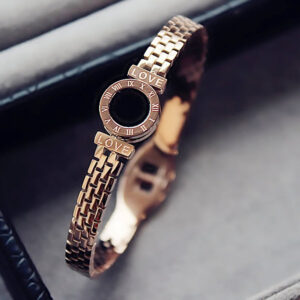 Fashion Stainless Steel Rome Female Bracelet Rose Gold Color Men Love Bracelets & Bangles Chain For Women Jewelry A404